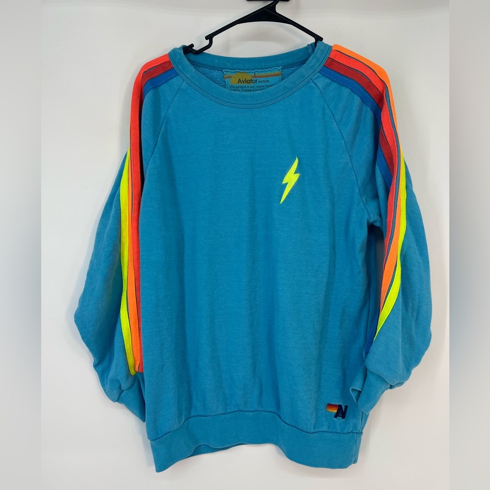 Aviator Nation Blue Sweatshirt with Lightning Bolt - Picture 3 of 5